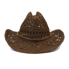 Chapeaux de cowboy en paille pour hommes et femmes, chapeau de paille d'extérieur, printemps et été