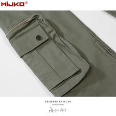 Mens Vintage Pants Chain Leg Casual Overalls MIJKO