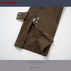 Mens Vintage Pants zip-down Optional Wide-footed Slacks MIJKO