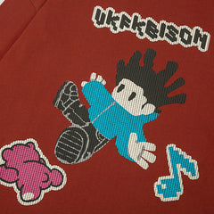 Men Long Sleeve T Shirt Fun Cartoon Printed Cotton