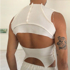 Rave Outfits Men Vest Knitted Sleeveless