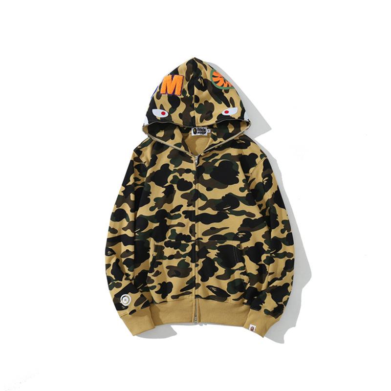 BathigAApe Hoodie Autumn and Winter Shark Head Terry Sweater Men's and Women's Casual Camouflage Thin Sweater Baggy Coat