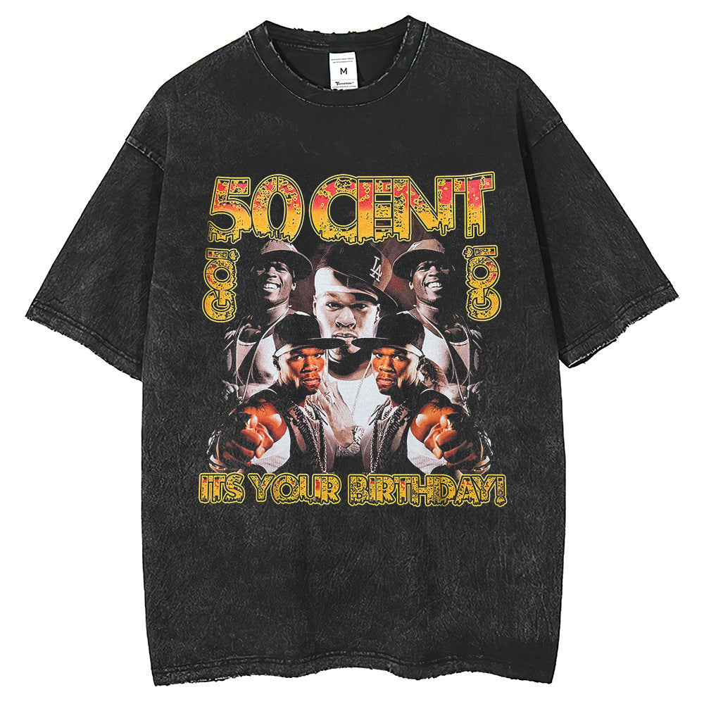 Mens T Shirts do old gray printing T-shirt washing water