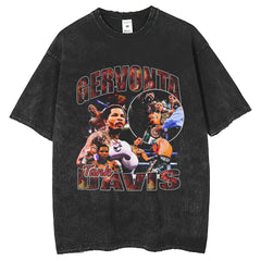 Men T Shirts hiphop boxing champion print old washing water short sleeve T-shirt