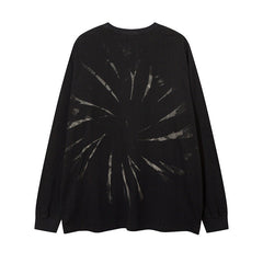 Men Long Sleeve T Shirt Necklace T-shirt Tie-Dyed Loose Cotton