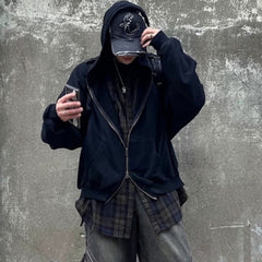 Mens Jacket Fake Two-piece Shirt Splicing Heavy Jacket MIJKO