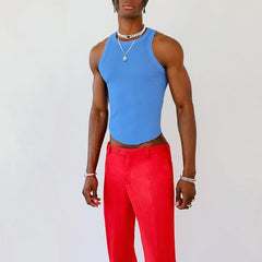 Rave Outfits Men Vest Stretch Knitted Sleeveless