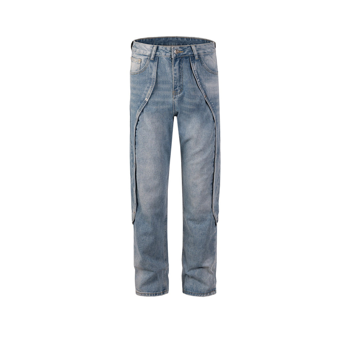 Men's Vintage Pants Splicing trousers Men's and women's washing water slim-fit straight jeans MIJKO