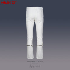 Mens Vintage Pants Chain Decorative Casual Denim MIJKO