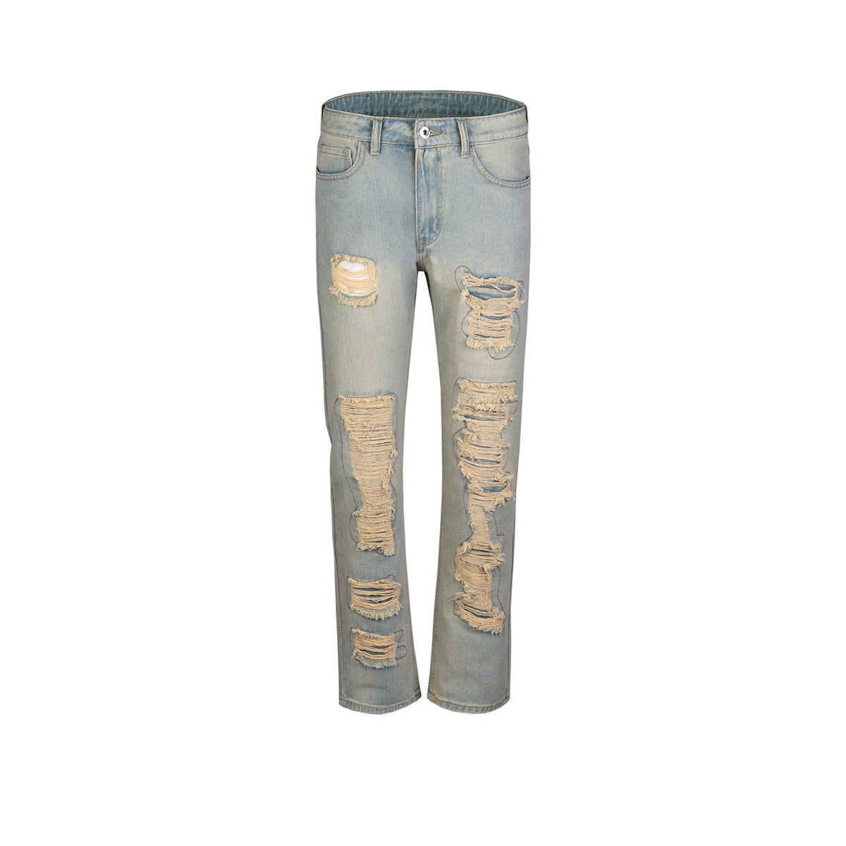 Men's Vintage Pants Ripped Washed Men's and Women's Straight Old Slim-Fit Jeans MIJKO