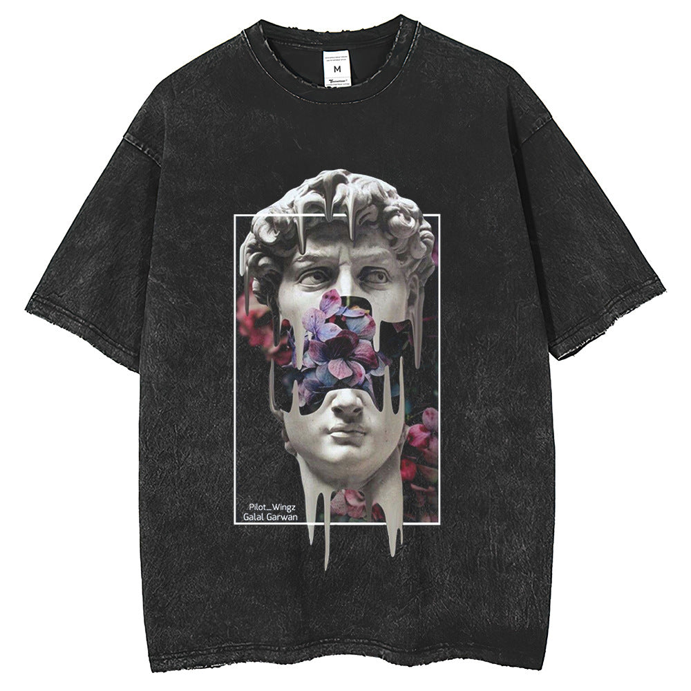 Mens T Shirts Washed Old Short Sleeve T-Shirts Oversize