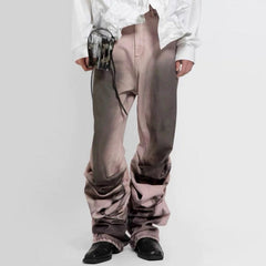 Men's Vintage Pants Men's Women's Wide Leg Jeans Pleated Design MIJKO