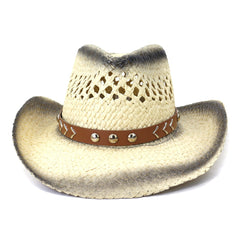Chapeaux de cowboy en paille Printemps/Été Chapeau de cowboy en paille pour homme, idéal pour les voyages en extérieur