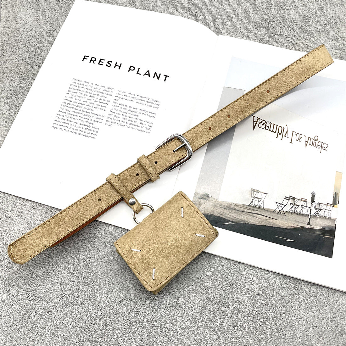 Mini fanny pack premium sense khaki belt women's decoration niche matte design with dress belt Korean version
