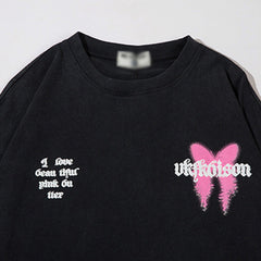 Men Long Sleeve T Shirt Niche Butterfly T-shirt Cotton Base Shirt