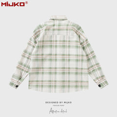 Mens Jacket Plaid Loose Jacket Unisex MIJKO