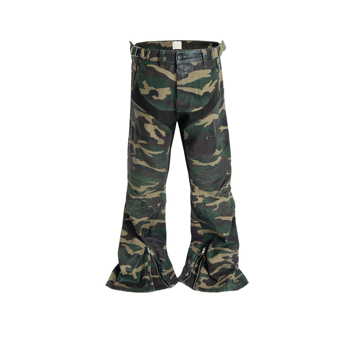 Men Vintage Pants camouflage micro-pull locomotive pants design zipper wide-leg pants MIJKO