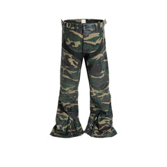 Men Vintage Pants camouflage micro-pull locomotive pants design zipper wide-leg pants MIJKO