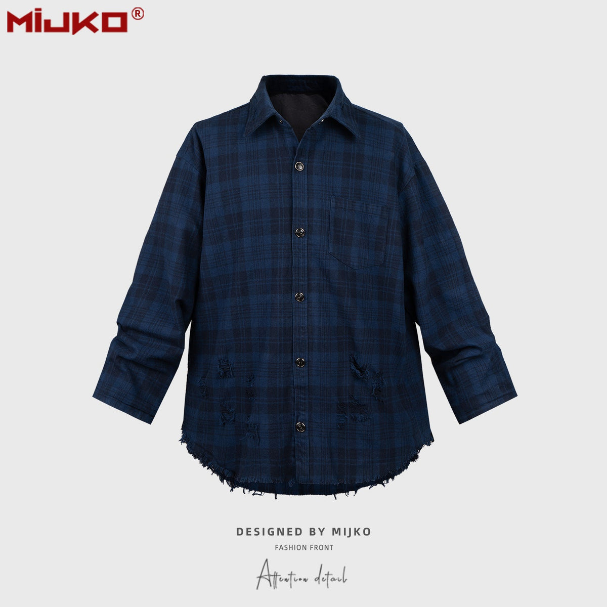 Mens Jacket Ripped Plaid Jacket MIJKO