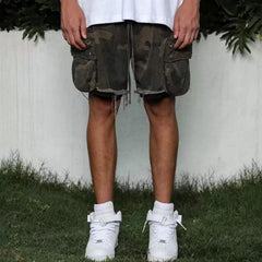 GGGard MIJKO series men's clothing women's spring and summer men's and women's same casual pants drawstring splicing design heavy camouflage tooling shorts tide