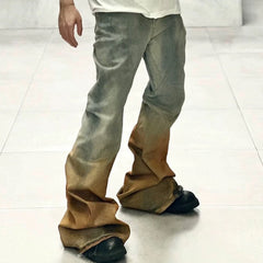 Mens Vintage Pants Mens Women's RICK Trousers Wide Feet Old Micro-pull Jeans MIJKO