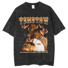 Mens T Shirts Travis Scott Vintage American T-Shirt Customized Casual Short Sleeves