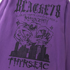 Men Long Sleeve T Shirt Magic Catch Devil Print Casual Distressed