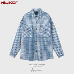 Mens Jacket Plaid Lapel Plaid Jacket MIJKO