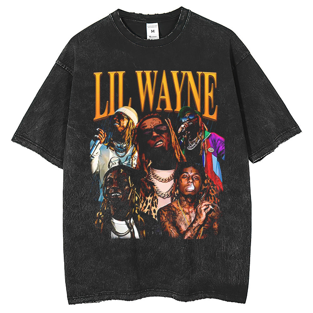 Mens T Shirts Temetow Washing Water Retro Old HIP HOP Printed Loose Short Sleeve T-Shirt