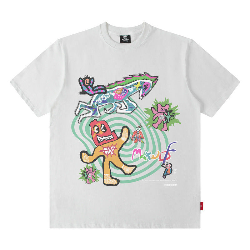 Men T Shirt T-shirt Men's and Women's National Fashion Brand Loose Short Sleeve Couple