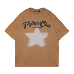 Men T Shirt Men's Clothing American Street Retro Casual Couple Short Sleeve T-shirt