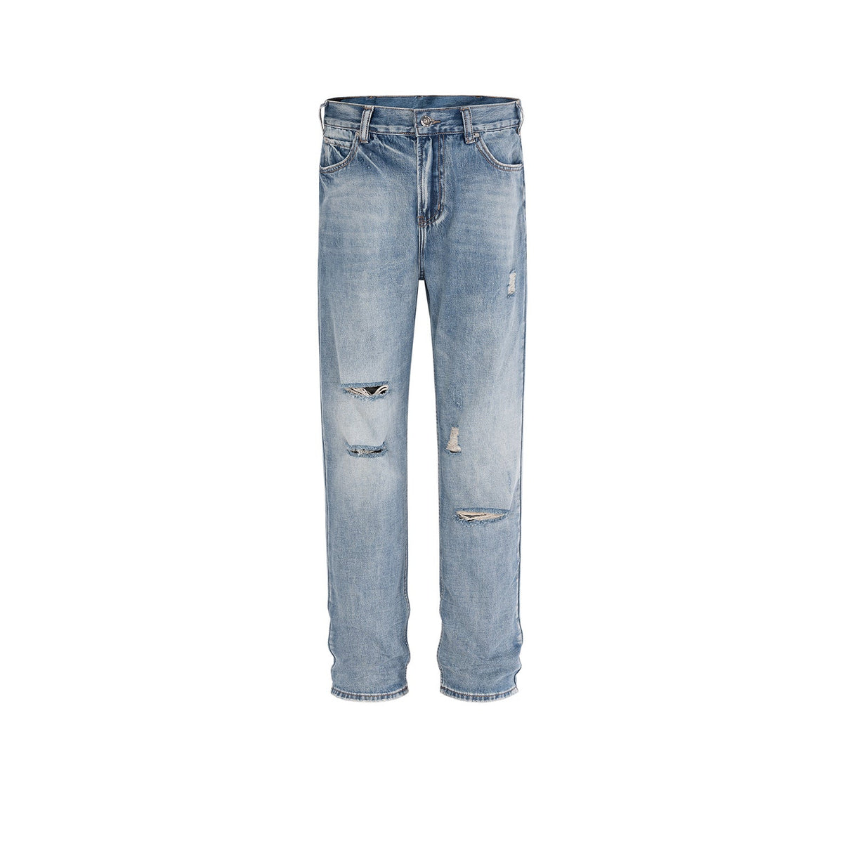 Men's Vintage Pants Men's Women's Slim Wash Trousers Ripped Jeans MIJKO