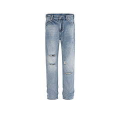 Men's Vintage Pants Men's Women's Slim Wash Trousers Ripped Jeans MIJKO