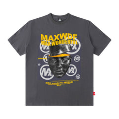 T-shirt homme à manches courtes imprimé portrait, ample et décontracté