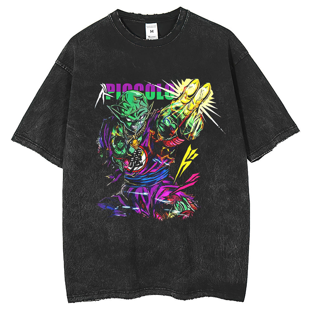 Mens T Shirts Washed Edge T-Shirts Bic Prints ins Loose