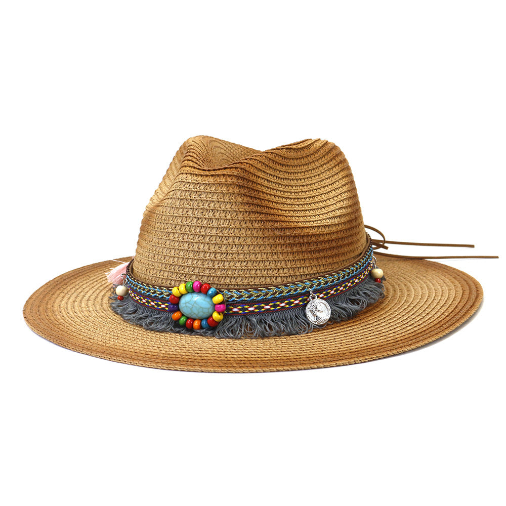 Chapeaux de cowboy en paille Printemps et été Hommes et femmes Voyage extérieur Protection solaire