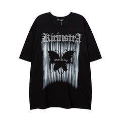 Men T Shirt Butterfly Graffiti Printing Short Sleeve T-shirt Couple T-shirt Men and Women