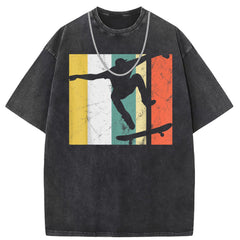 Men T Shirts Short Sleeve T-Shirt Washed Old Punk Loose