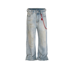 Men's Vintage Pants Men's Women's Straight Jeans Vibe Old Washed Trousers MIJKO