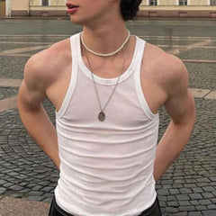 Rave Outfits Mens Vest Bottoming Shirt