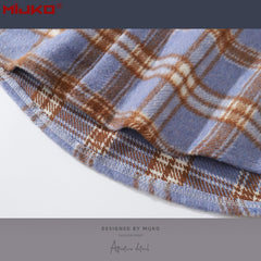 Mens Jacket Plaid Long Sleeve Wool Shirt MIJKO