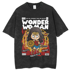 Mens T Shirts do old wash T-shirt oversize Wonder Woman print