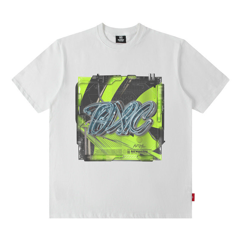 T-shirt Homme Hip Hop Rétro Lettre Manches Courtes pour Homme et Femme