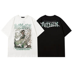 Men T Shirt Printed Short-Sleeved T-shirt Men and Women Street Loose Couple