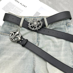 Lion head western denim belt new men's personality retro fashion versatile decorative jeans belt women