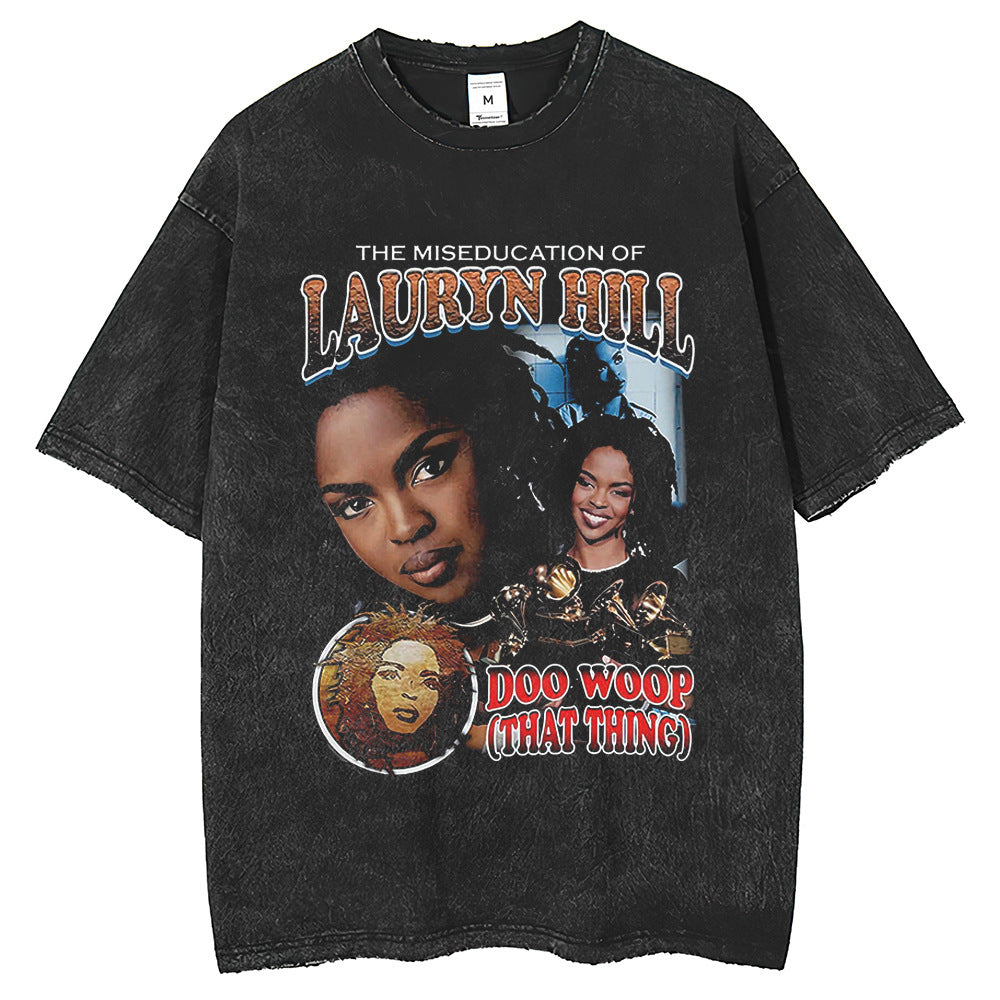 Men T Shirts American old washing water T-shirt half sleeve loose