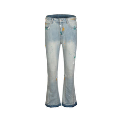 Men's Vintage Pants micro-pull trousers men's and women's washed wide-footed jeans MIJKO