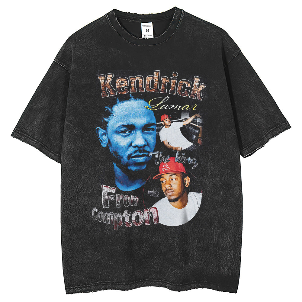 Men T Shirts Printed T-Shirt Harajuku Street Washing Loose Short Sleeves