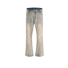 Men's Vintage Pants Washed Old Trousers Men's and Women's Textured Splicing Jeans MIJKO
