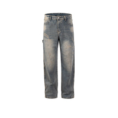 Men's Vintage Pants Men's Women's Wash Water Old Trousers Straight Jeans MIJKO